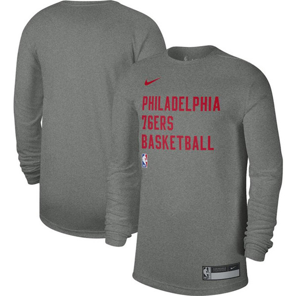 Men's Philadelphia 76ers Heather Gray 2023/24 Legend On-Court Practice Long Sleeve T-Shirt